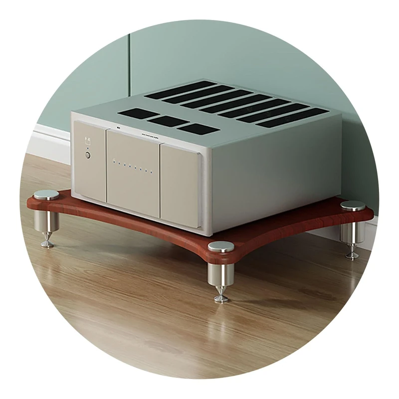 LIUJHGH HiFi Audio Rack Cabinet with Shock-Absorbing Feet, Solid Wood Shelf for Streaming Devices, Amplifiers, Speakers, and Media Storage(Teak,1-Tier)