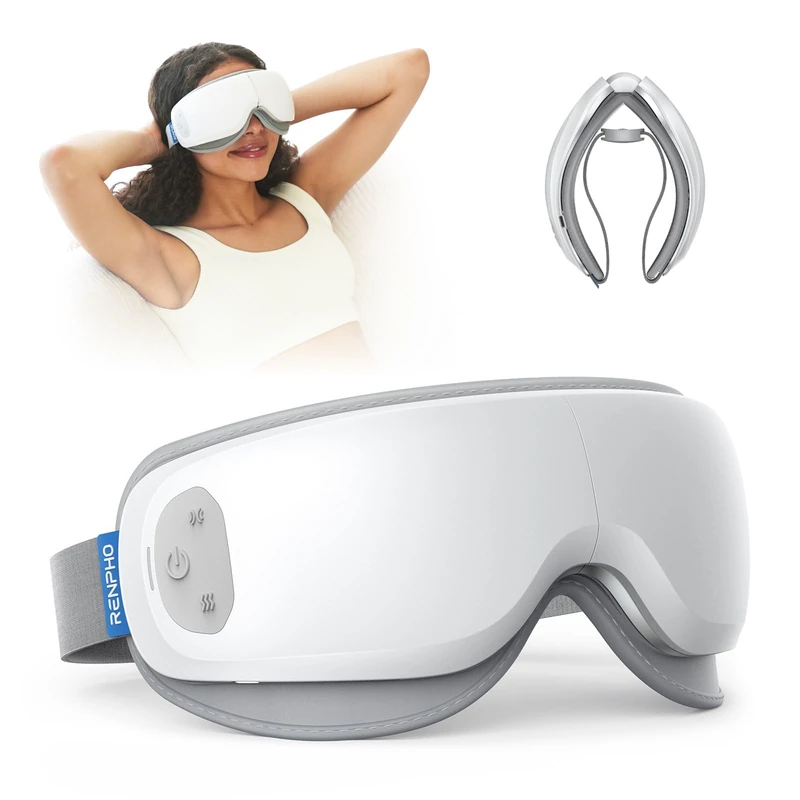 RENPHO Ultra-Quiet Eye Massager with Heat, Lightweight Heated Eye Massage Mask for Dry Eyes, Face Massager for Eye Strain Improve Sleep, Birthday Gifts for Women Men