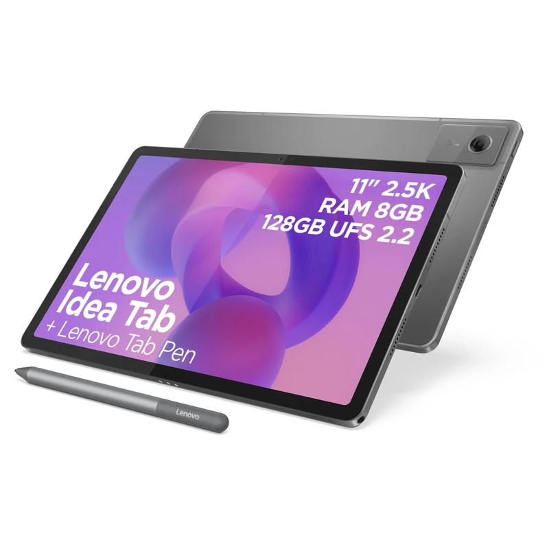 Lenovo Idea Tab - Display 11" 2.5K (2560x1600) 90Hz Paper-like, Processor Mediatek Dimenity 6300, RAM 8GB, Memory 128GB, WiFi 5, Tablet Android 15, Tab Pen + Folio Keyboard included - Luna Grey