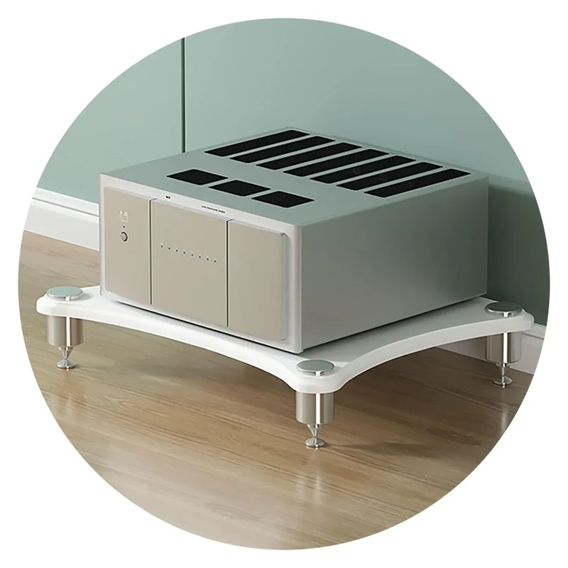 LIUJHGH HiFi Audio Rack Cabinet with Shock-Absorbing Feet, Solid Wood Shelf for Streaming Devices, Amplifiers, Speakers, and Media Storage(White,1-Tier)