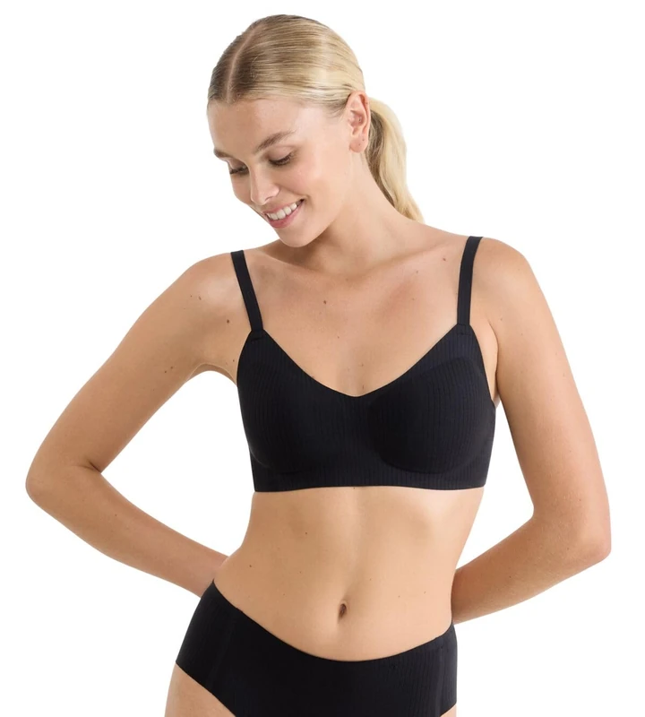Sloggi Women's Zero Feel Pure Soft Bra Padded, Black, L