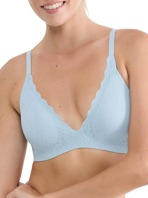 Sloggi Women's Zero Feel Bliss The Up P Bra Padded, Light Blue, L