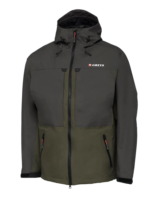 Greys Fin Fishing Jacket | Waterproof Bank Fishing Jacket For River Lake And Coastal Fishing | Wind Rain And Snow Protection | 8000mm Membrane | Adjustable Hood | Durable Nylon Shell | S