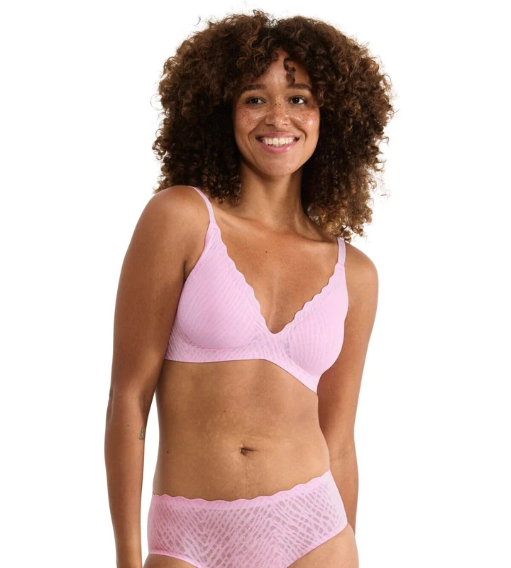 Sloggi Women's Zero Feel Bliss The Up P Bra Padded, Floral Pink, L