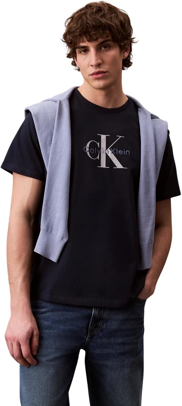Calvin Klein Men's SS Hero Monologo Tee 20s LV04RB862GCEF001 Graphic Tees, Blue, XS