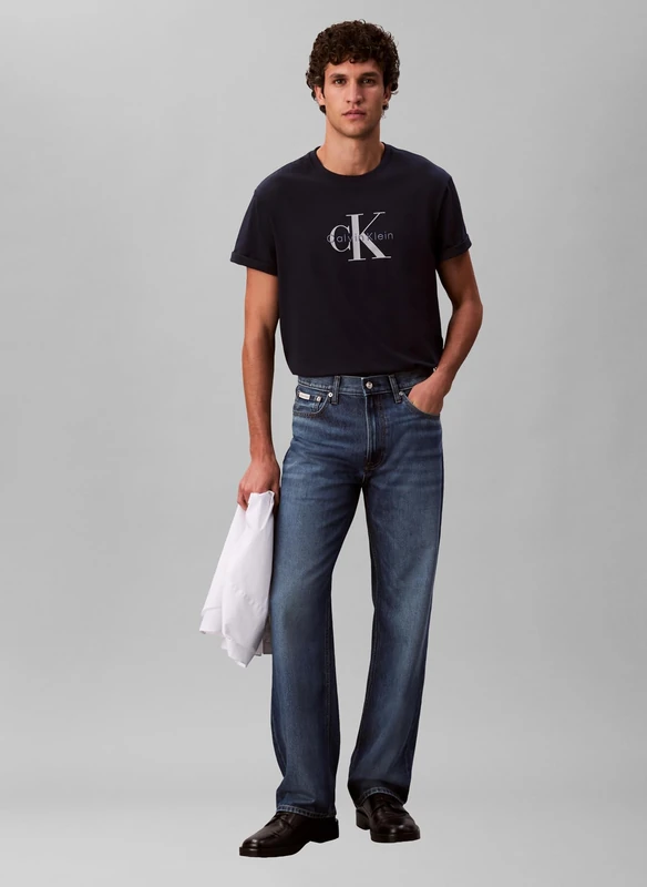 Calvin Klein Men's SS Hero Monologo Tee 20s LV04RB862GCEF004 Graphic Tees, Blue, L