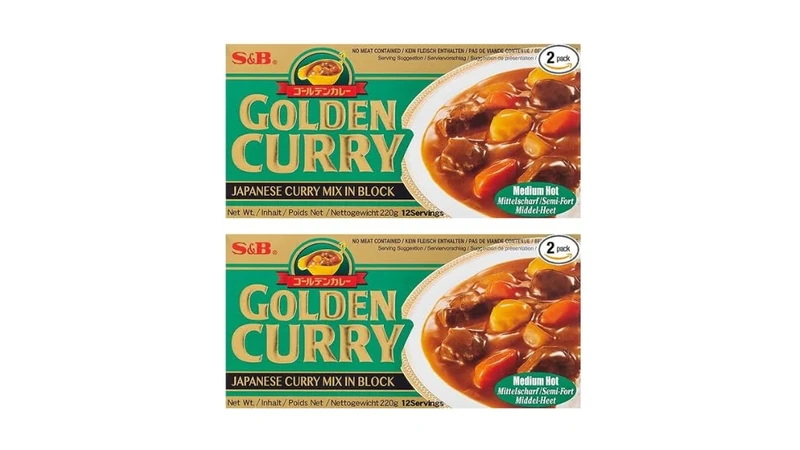S&B Golden Curry Medium Hot 220g (Pack of 2) – Authentic Japanese Curry Sauce Mix In Block, Rich & Aromatic, Easy to Cook, Perfect for Bold & Flavorful Meals!