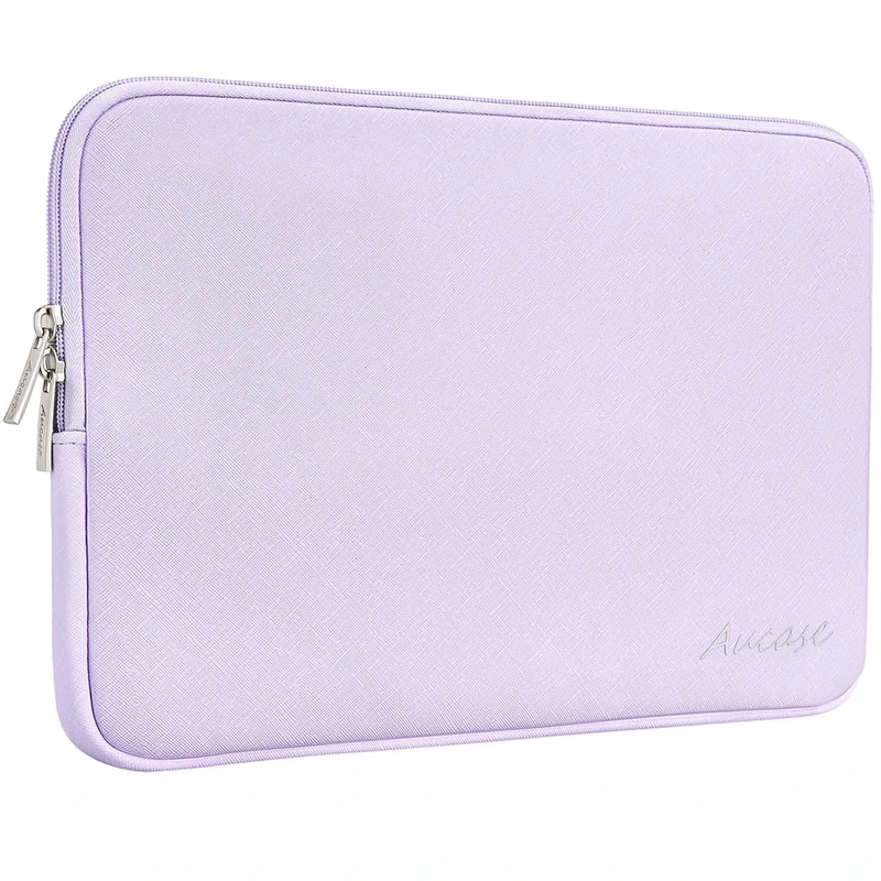 Aucase 15 15.6 inch Laptop Sleeve Leather Case, Water Resistant Puffy Protective Laptop Bag for Macbook Air 15 inch/Macbook Pro 16 inch/HP/LENOVO/ACER/ASUS/DELL Chromebook Matebook 15.6