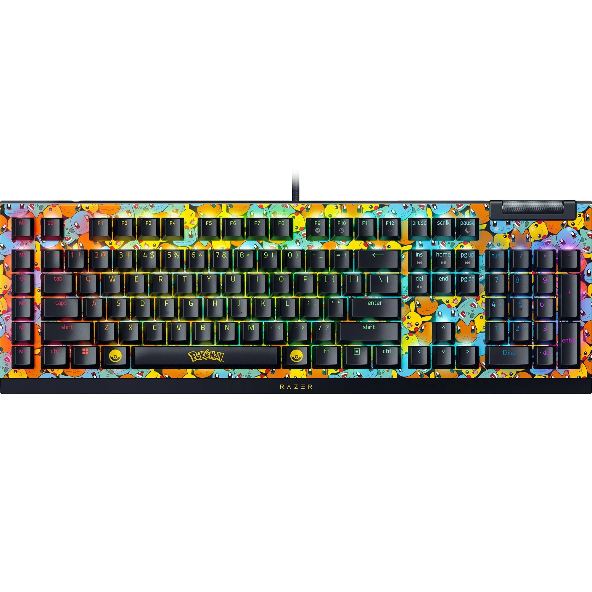 Razer BlackWidow V4 X Pokémon Edition - Mechanical Gaming Keyboard - Chroma RGB - Green Clicky Switches - 6 Dedicated Macro Keys - Doubleshot ABS Keycaps - QWERTY US-Layout | Pokémon Kanto