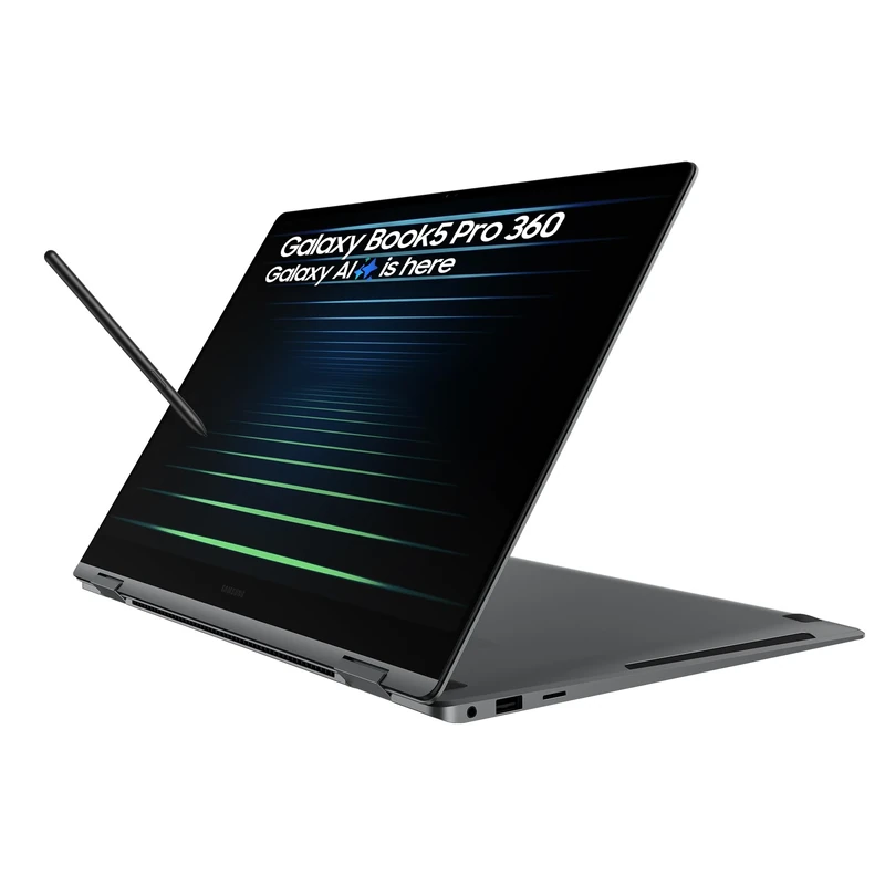Samsung Galaxy Book5 (Pro 360) Copilot+ Laptop with S pen | 16 Inch 2x AMOLED Touchscreen | Intel Ultra 5 | 16 GB RAM | 512 GB SSD | Windows 11 | Aluminium Grey | 2 Year Extended Warranty