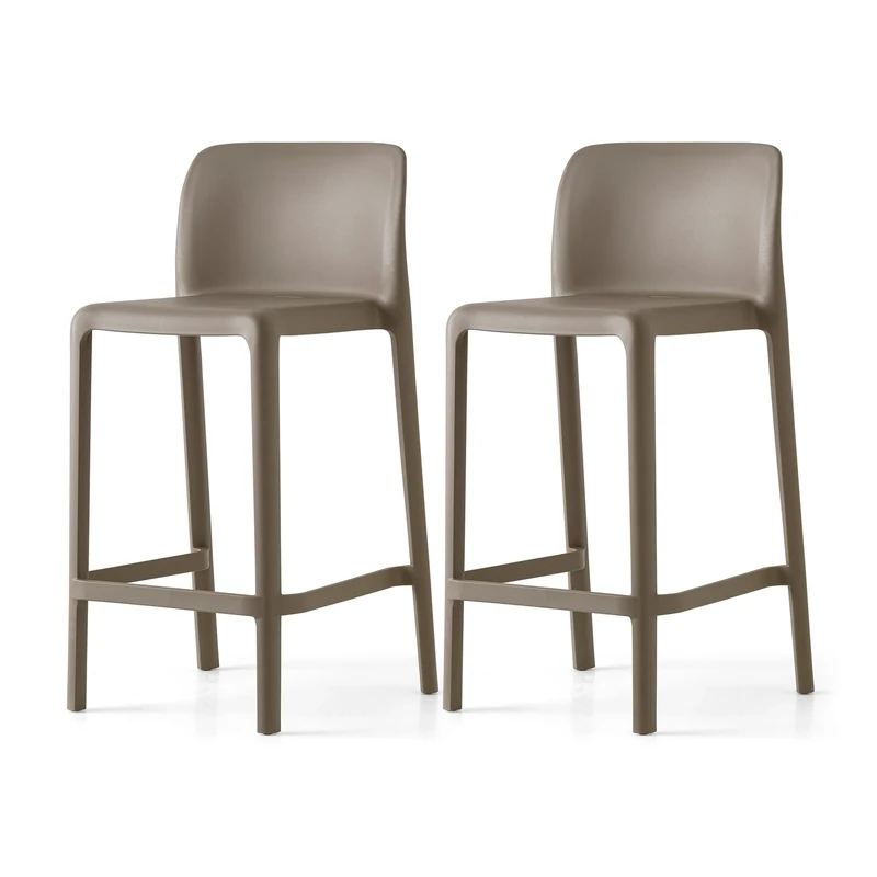 Connubia, 2 BAYO stools100% recycled polypropylene MATT TAUPE