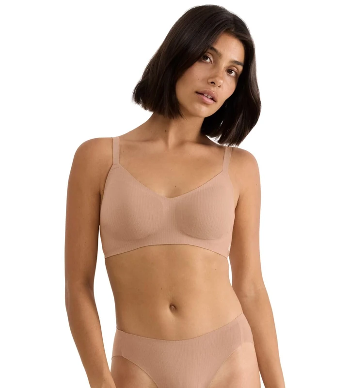 Sloggi Women's Zero Feel Pure Soft Bra Padded, Nostalgic Brown, XL