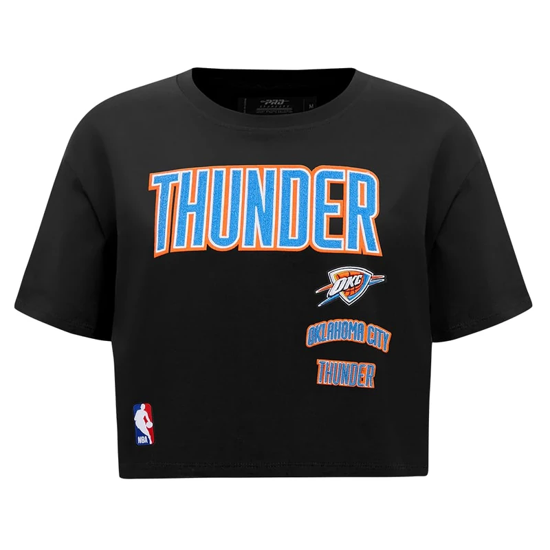 Pro Standard Womens NBA Oklahoma City Thunder Retro Classics Short Sleeve Boxy Tee Black XL - Image 1