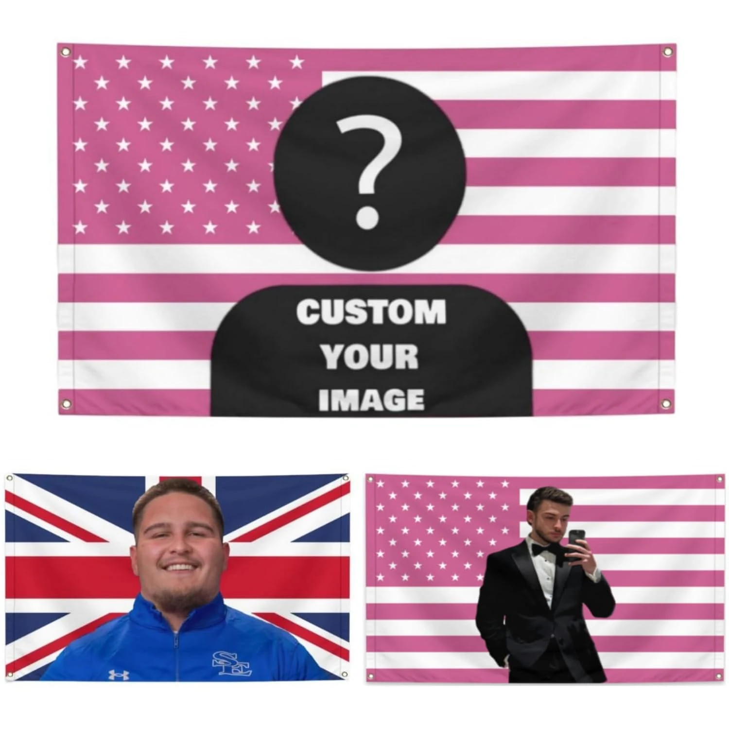 Personalized American Flag with Your Photo – Custom Printed Photo Flag for Home Decor, Gifts, Bedrooms, Dorms, Parties | Upload Any Image or Celebrity Design