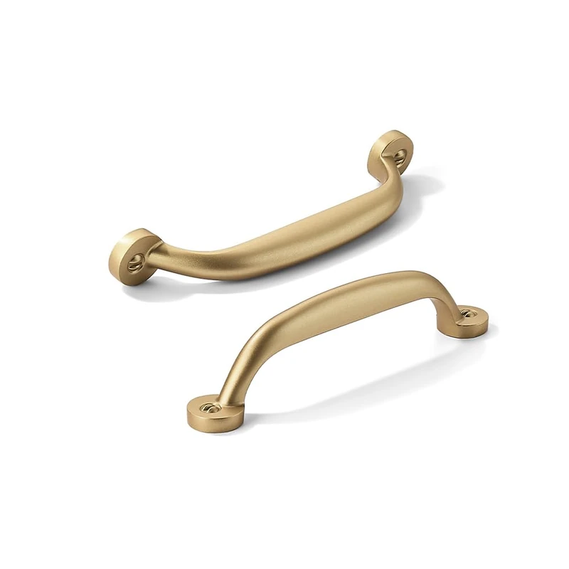 CABDM 10 Pack 3-3/4 inch Hole Center Brushed Gold Pulls - Heavy Duty Solid Drawer Hardware Handles Kitchen Vanity Bathroom Handles