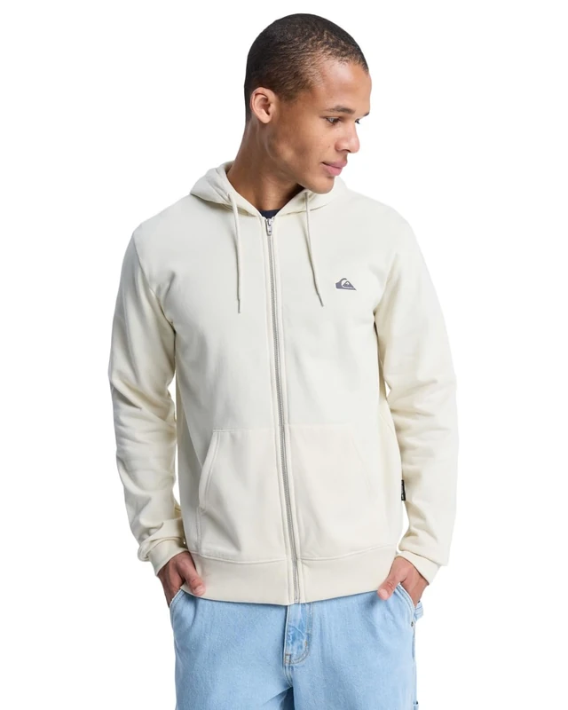 Quiksilver Full Zip Hoodie BASIC HOOD ZIP YOUNG MEN Mens White