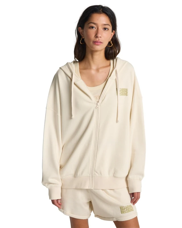 Billabong Womens Zip Family Hoodie Cardigan Sweater, Salt Crystal, XL EU