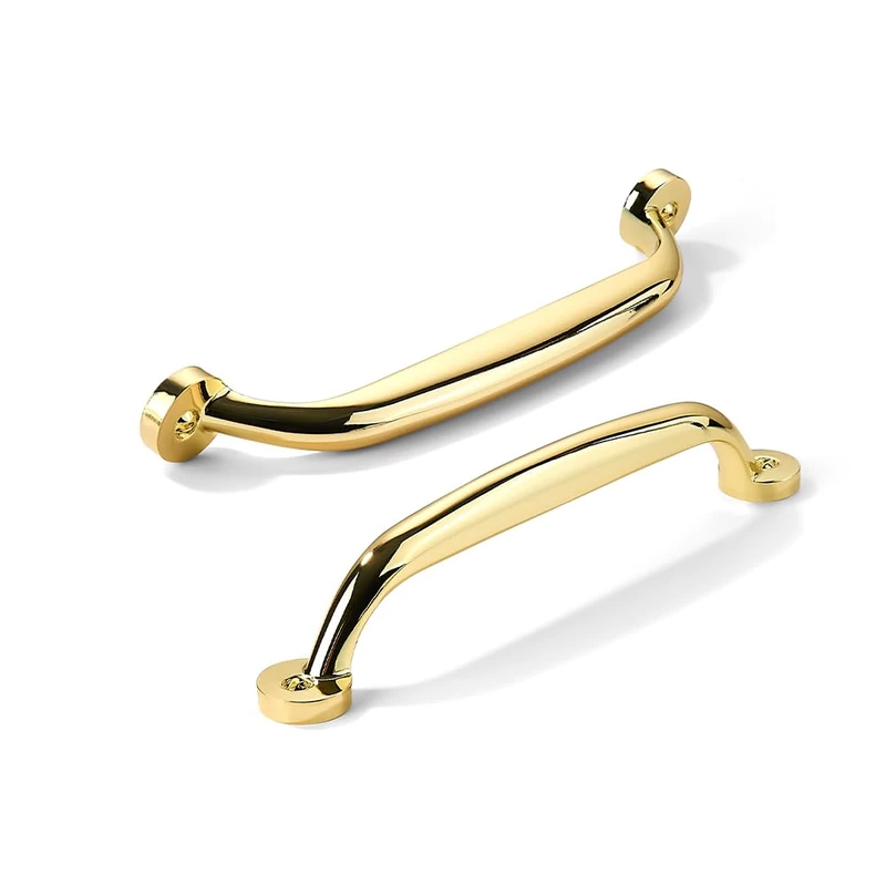 CABDM 10 Pack 5 inch Hole Center Polished Brass Cabinet Pulls - Heavy Duty Solid Drawer Hardware Handles Kitchen Vanity Bathroom Handles