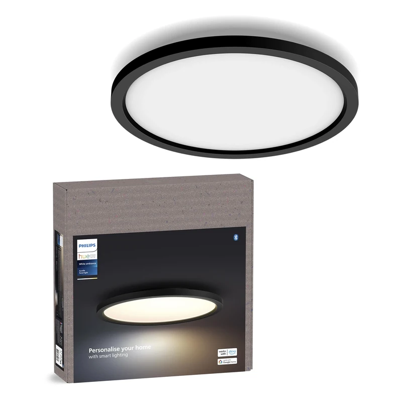 Philips Hue Aurelle White Ambiance Smart Lighting Round 24.5W Panel Light, Black, with Bluetooth, Works with Alexa, Google Assistant and Apple Homekit, New Generation