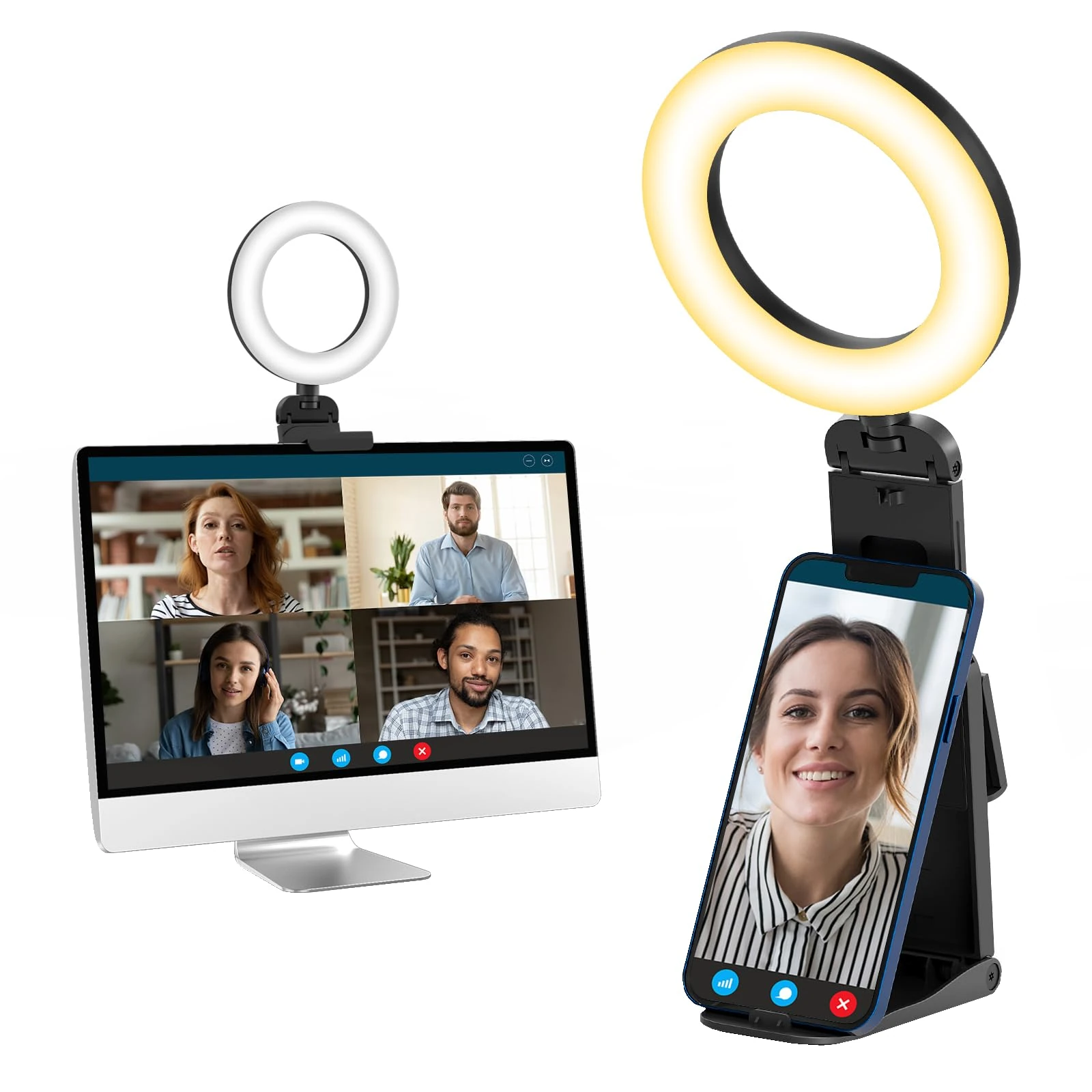 Evershop Ring Light Laptop Desk Video Calls Lamp, 5" Light Ring Stand Led Lights for Webcam Computer Monitor Phone, Selfie Flash 360° Rotatable RingLight for Video Conference/Zoom/Streaming/Youtube