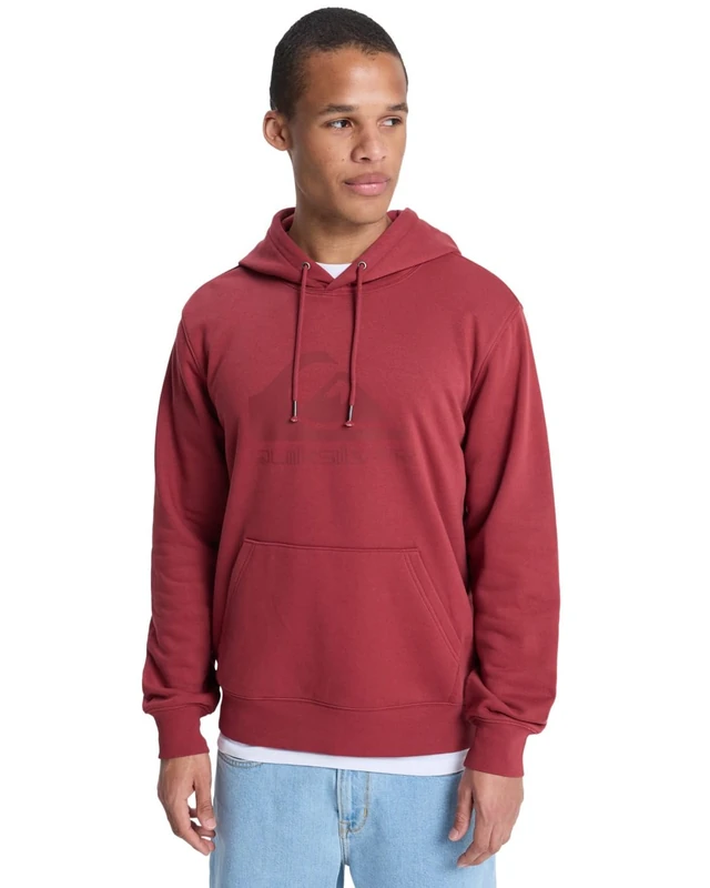 Quiksilver Mens Comp Logo Hoodie Pullover Sweater, Burnt Russet, L EU