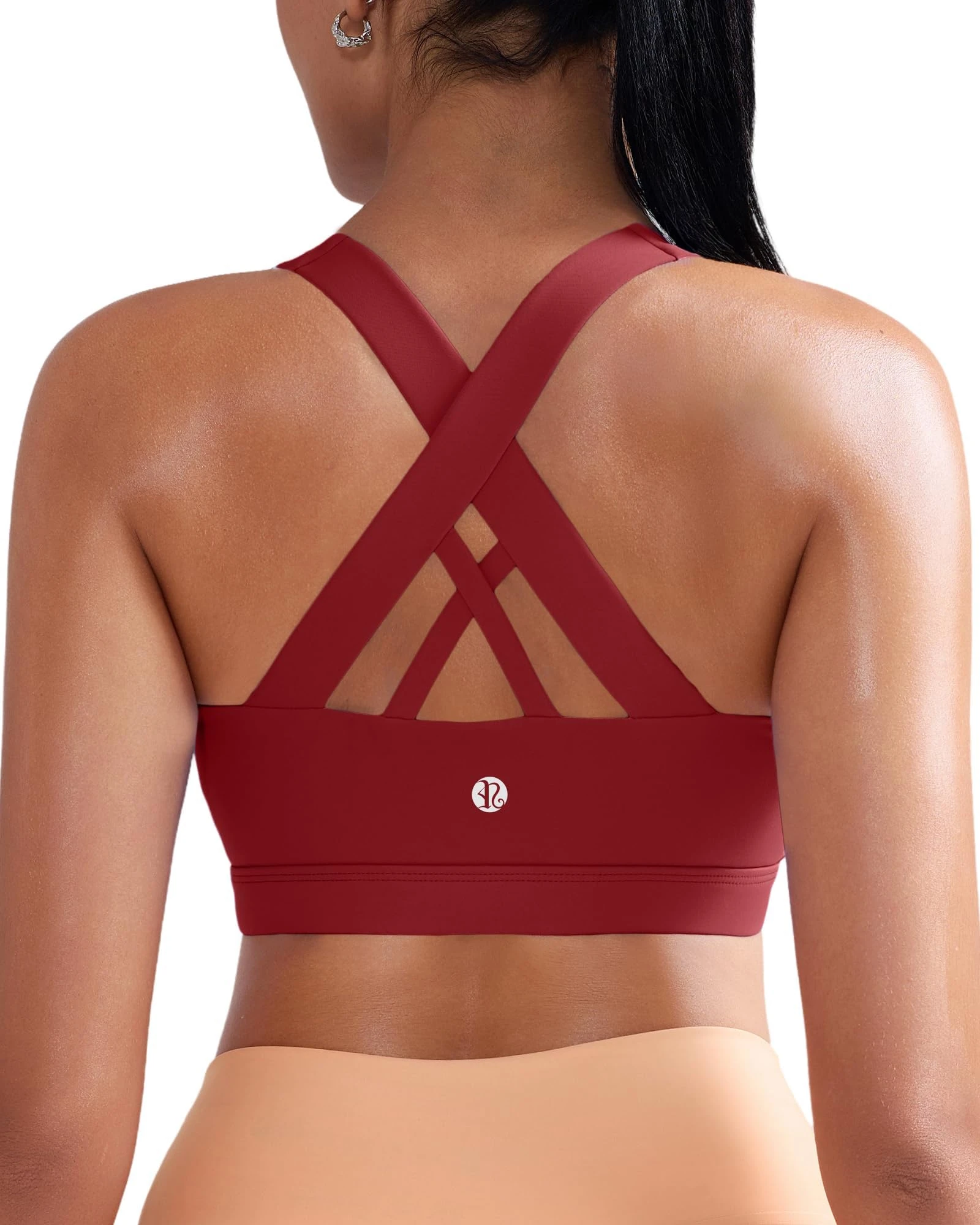 RUNNING GIRL Sports Bra, Criss-Cross Back Strappy Medium Support Yoga Bra with Removable Cups(EU_WX2353_Red_L)