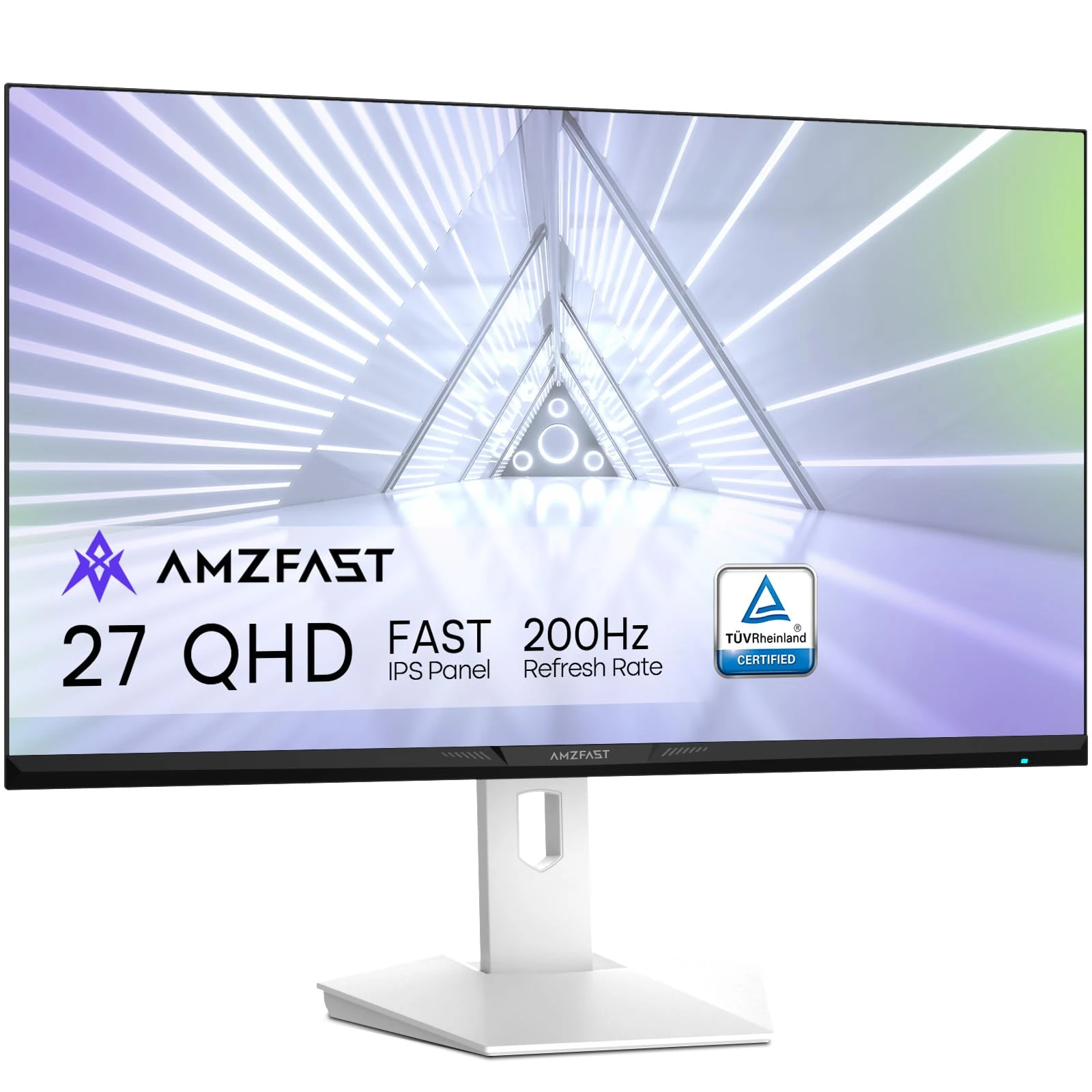 Amzfast 27 inch Gaming Monitor – 200Hz, QHD 2560x1440, Fast IPS Computer Screen, 1ms GtG, 95% DCI-P3, 130% sRGB, HDR 400, Adaptive Sync, VESA 100*100, HDMI 2.0*2/DP 1.4*2 with Cable, White - AMZG27F6Q