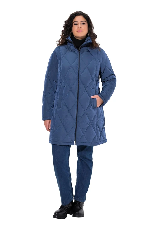 Ulla Popken Women's Specialist Hyprar Quilted Coat, midnight blue, 42-44