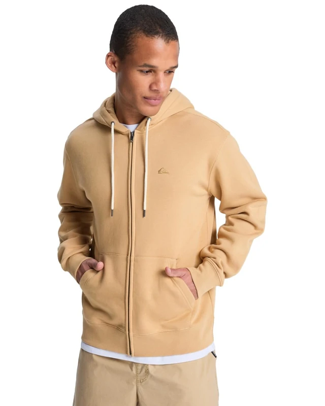 Quiksilver Mens Salt Water Zip Hoodie Cardigan Sweater, Khaki, S EU