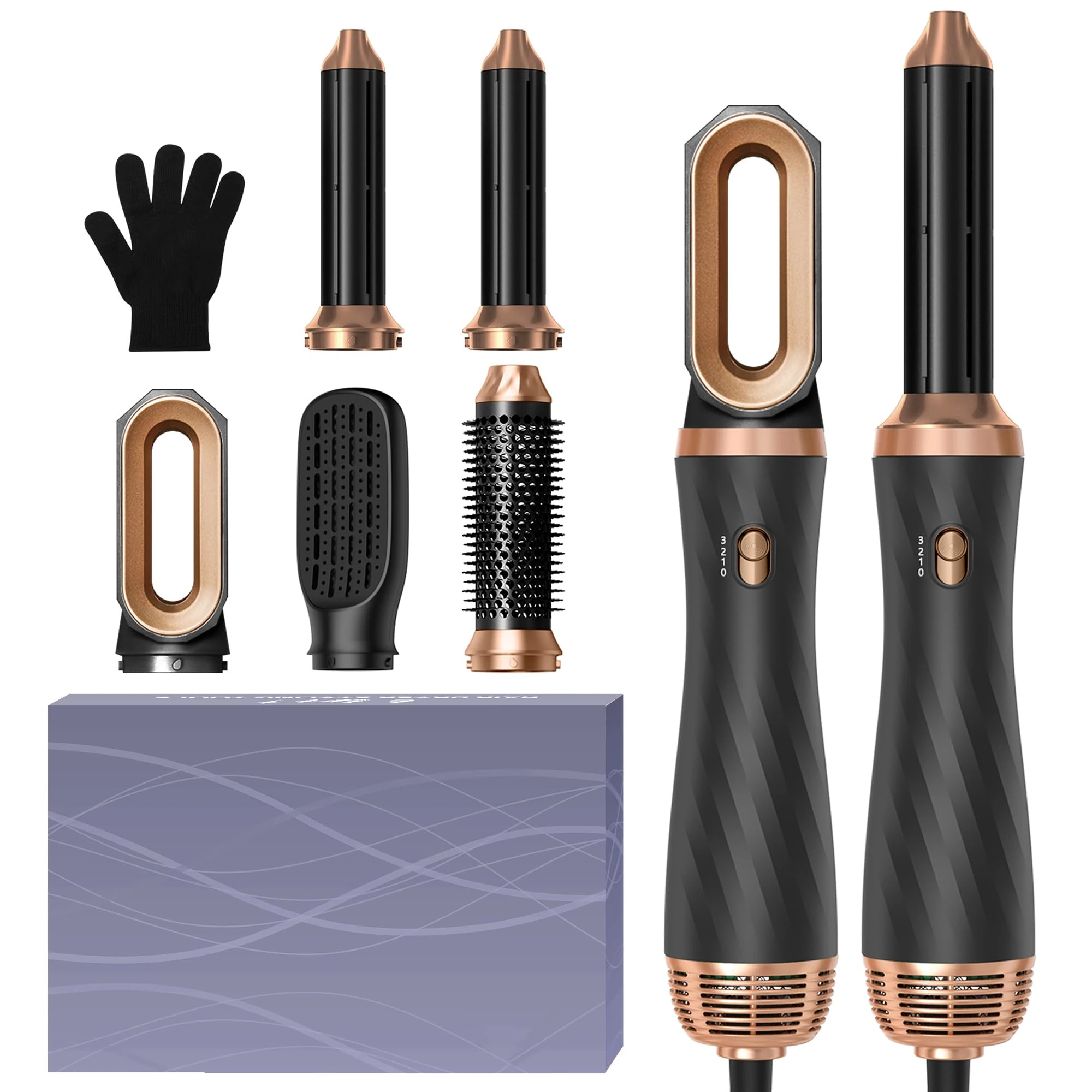 Magic Styler 5 in 1 Hair Styler, Airbrush 5 in 1, Airstyler for Hair Styling, Hot Air Brush with Auto Curling Wand, Hair Straightener Brush, Round Brush Hair Dryer for Volumise, Curls, Smooth