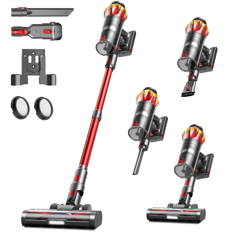 Cordless Vacuum Cleaner 48000Pa/580W/60Min, 1.6L Vacuum Cleaners for Home with Touch Screen, Self-Standing, Anti-Tangle, Wall-mounted Charging, Upright Vacuums for Pet Hair/Carpet/Hardwood Floor/Car3
