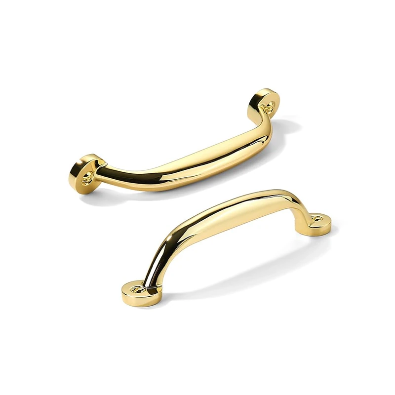 CABDM 10 Pack 3-1/2 inch Hole Center Polished Brass Cabinet Pulls - Heavy Duty Solid Drawer Hardware Handles Kitchen Vanity Bathroom Handles
