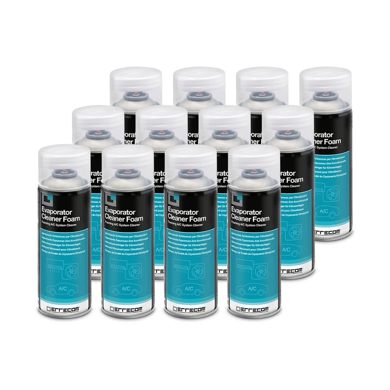 ERRECOM Evaporator Cleaner Foam, Air Conditioner Foam Cleaner, 12 x 400 mL Aerosol Can