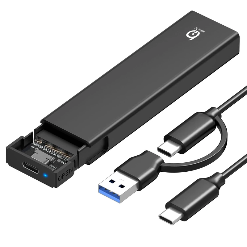 M.2 NVMe SSD Enclosure, Tool-Free Installation, USB 3.2 Gen 2 (10 Gbps) to NVME M-Key/(B+M) Key PCIe NVMe Adapter Support UASP and Trim, for SSDs 2230/2242 /2260/2280