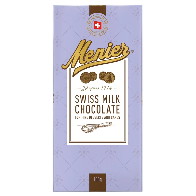 Menier Premium Swiss Milk Chocolate, 100 g (Pack of 16) – Authentic Sweet Chocolate for Baking and Snacking, Natural Flavour Ideal for Creative Bakers
