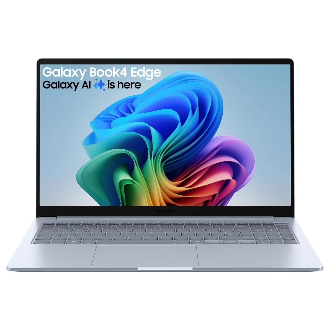 Samsung Galaxy Book4 Edge Copilot+ Laptop | 15.6 Inch | Snapdragon X| 16GB RAM | 1TB Storage | | Windows 11 | Aluminium Sapphire Blue | 2 Year Extended Warranty | Works with Galaxy Phone & Tab