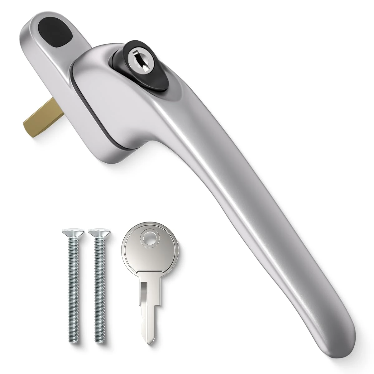 Bwintech 1 Pcs in-Line Satin Chrome UPVC Zinc Alloy Window Handle, 43mm Spindle for Indoor and Outdoor UPVC Window