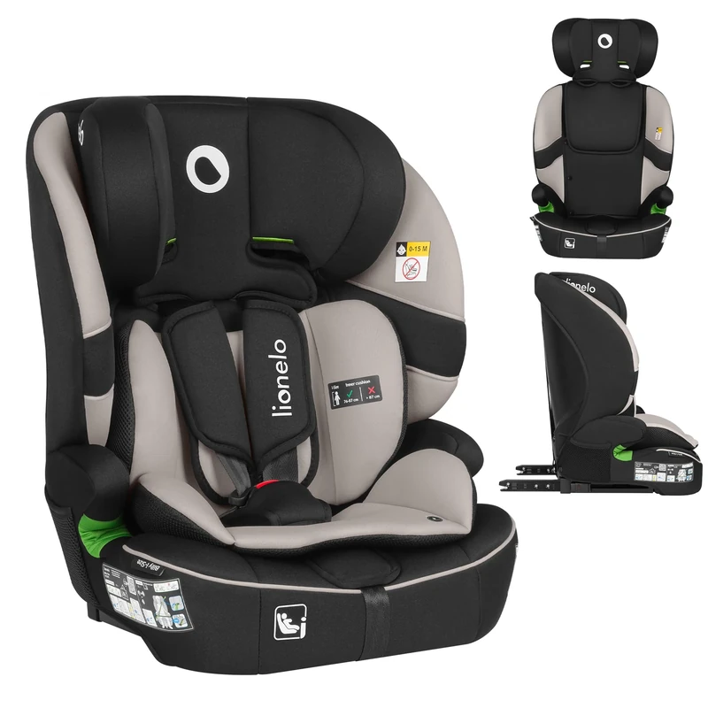 LIONELO Car Seat BILLY FIX I-SIZE Universal fit with ISOFIX or/& Seat Belt Installation for baby 12 months - 12 years old Group 1/2/3, 76 to 150 cm, Side Impact Protection, 10-Step Headrest Adjustment