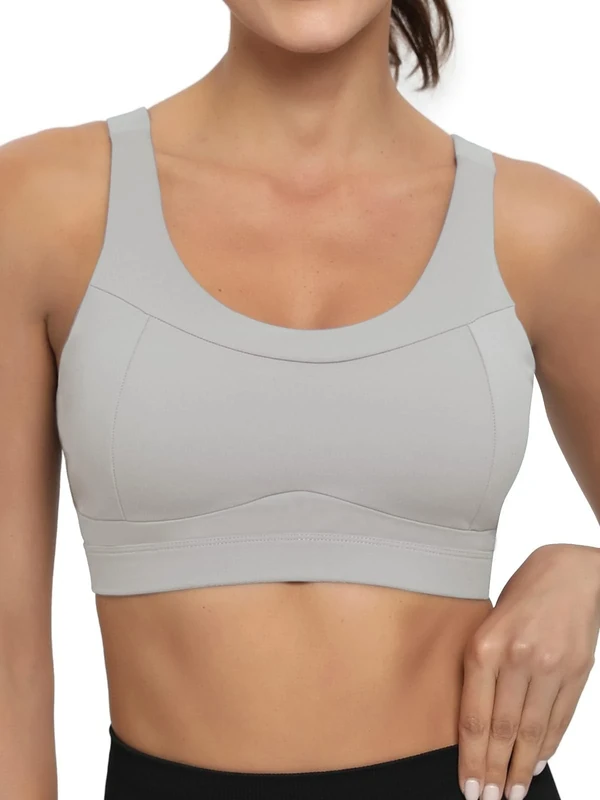 RUNNING GIRL High Impact Sports Bras for Women,Racerback Running Bra Workout Crop Tank Tops Longline Sports Bra(EU_WX2667_Ice Grey_M)