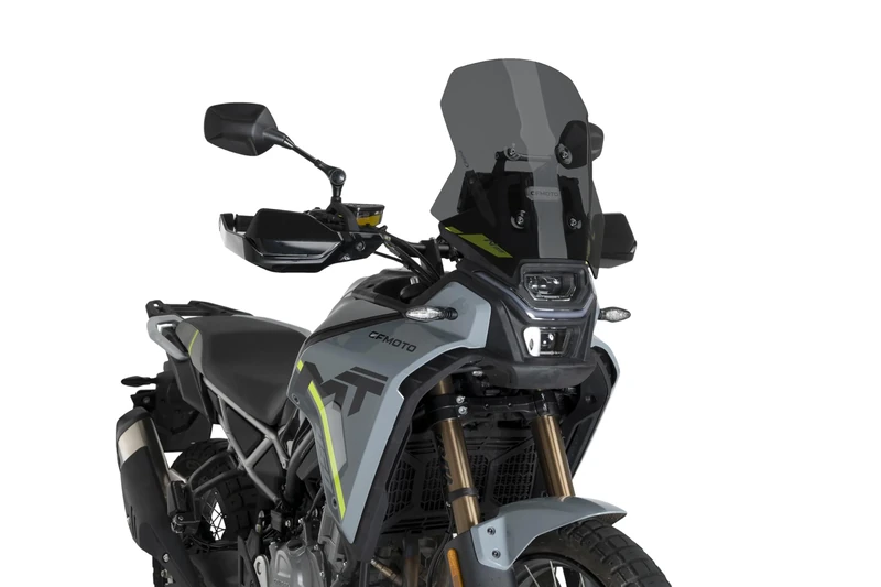 Puig 22322F Touring Windshield to improve rider’s aerodynamic protection with adventure design; made of durable acrylic with rounded edges, Dark Smoke