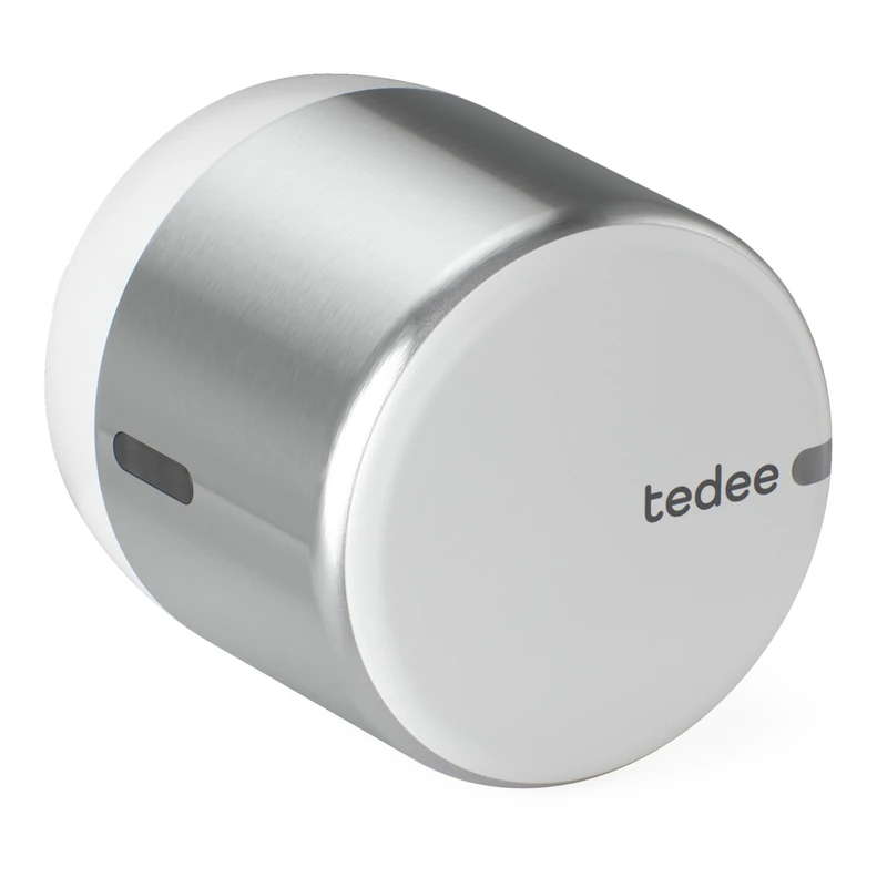tedee Lock GO 2 Aluminium, Smart Door Lock, Easy to Retrofit, No Cylinder Replacement, Control via Bluetooth & Remotely via App, iPhone & Android, Smart Home, Silver, Diameter 58 mm x 65 mm