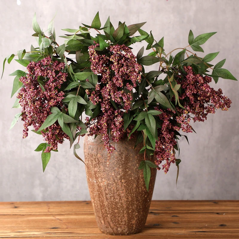Zeyune 3 Pcs Fall Artificial Dusty Plum Stem Plum Sedum Berry Stem Autumn Faux Berry Picks Branches Faux Spray for Home Halloween Thanksgiving Farmhouse Mantel Harvest DIY Decorations (Gray Purple)