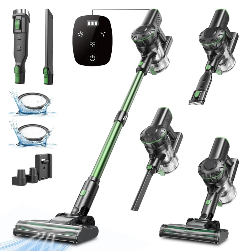 Vexilar V9Pro Cordless Vacuum Cleaner, 550W 45Kpa Stick Vacuum with Touch Display, Up to 60Mins Runtime, Detachable Battery,6-in-1 Lightweight Handheld Vacuum for Hardwood Floor Carpet Pet hair