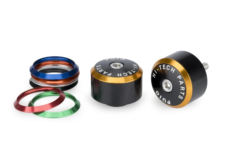 Puig 22239N Handlebar End Weights Balance; modern and customizable design; machined aluminum body; includes interchangeable color rings, Black