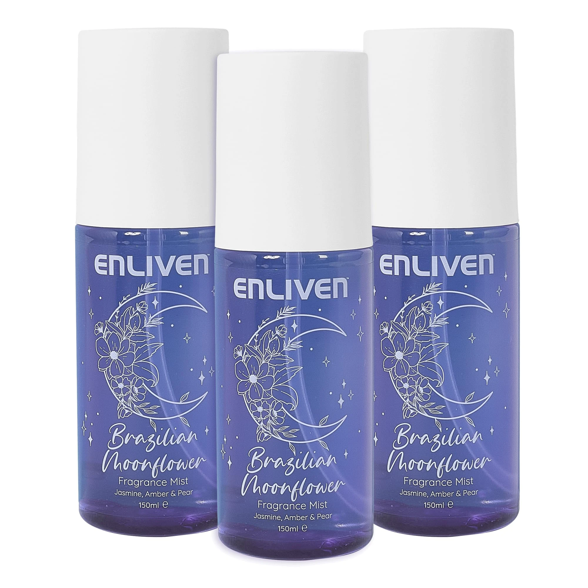 Enliven Brazilian Moonflower Fragrance Mist - 150mlx3 Pack - Notes of Jasmine, Pear, Freesia and Sandalwood - Body Spray - Gifts For Women - Fragrance Body Mist - Womens Body Spray
