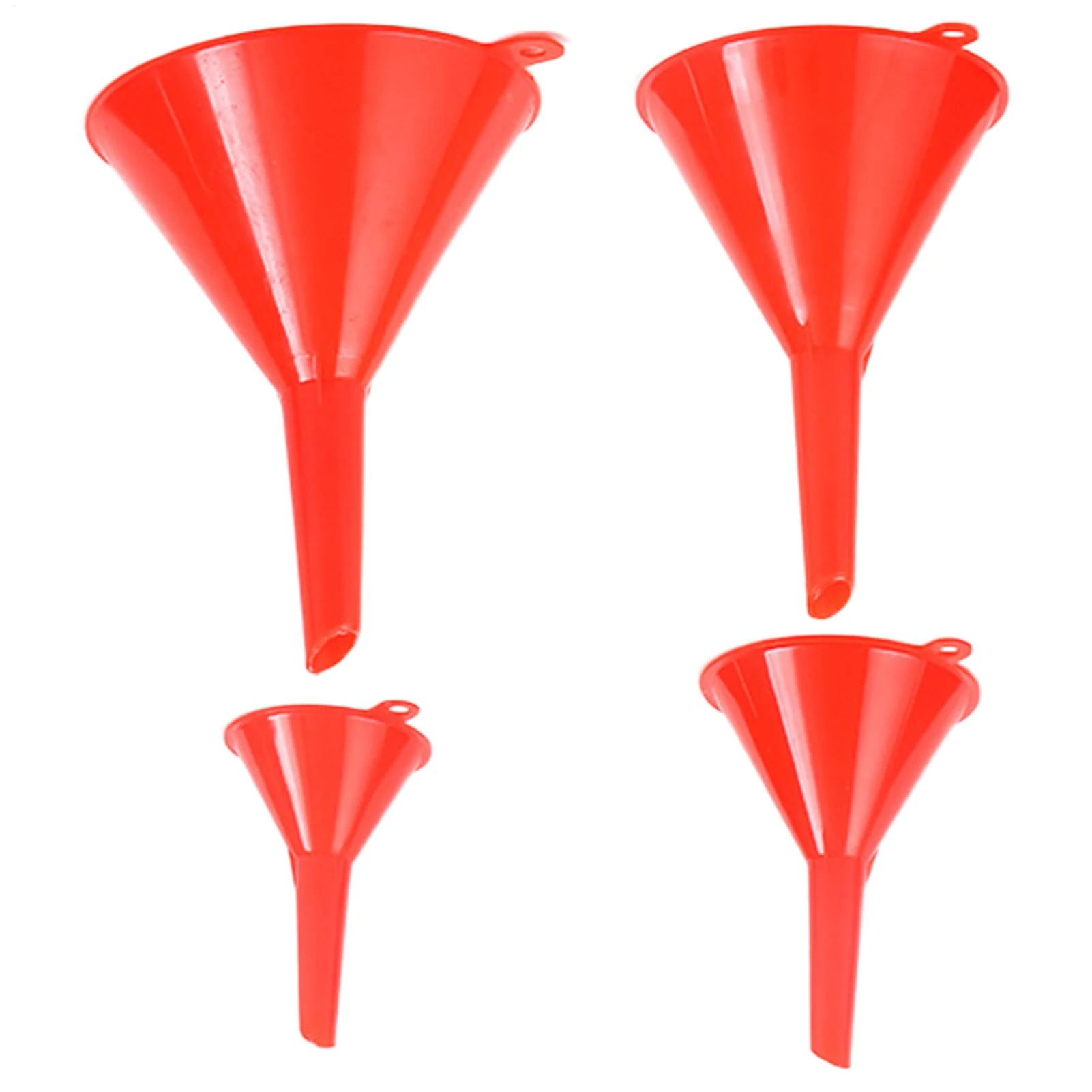 Funnels for Automotive Use, 4X Automotive Funnel Set, Car Engine Oil Tool Comprehensive Kit, Oil Fill, Wide Mouth for Filling Bottles, Portable and Convenient, Red, 4 Pieces