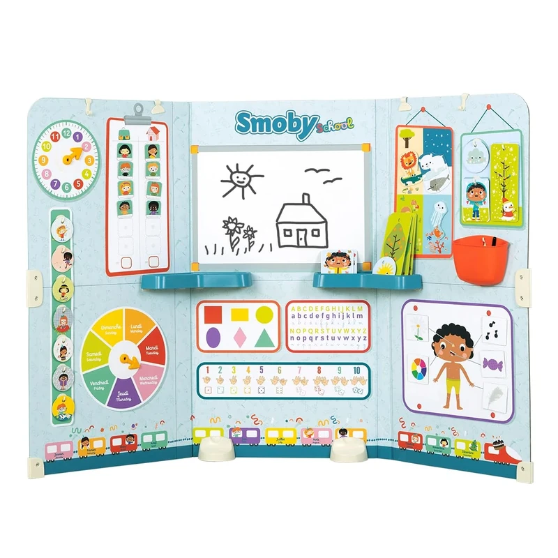 Smoby - School - Classroom - Student/Teacher - Triptych - Numerous Accessories - From 3 Years Old - Made in France