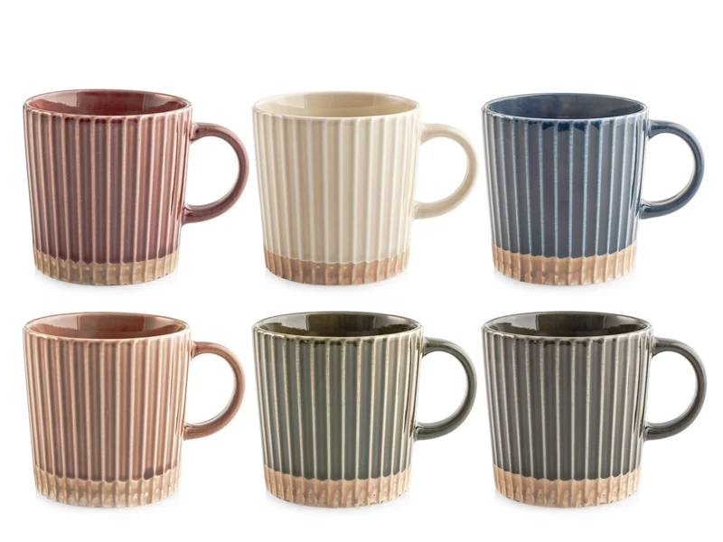 H&H Set of 6 Jumbo Land Cups in New Bone China - 400cc - Assorted Colours - Large Breakfast Cups or Herbal Tea - Dishwasher Safe - Microwave Safe