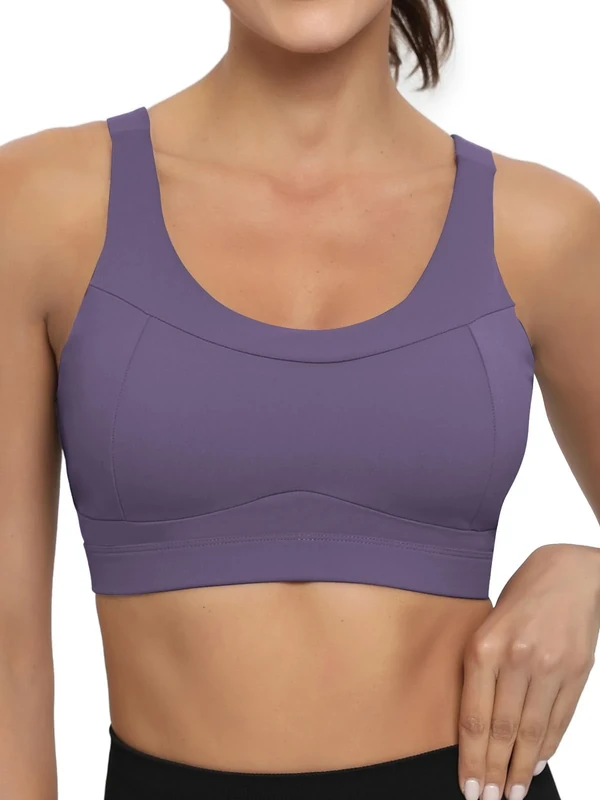 RUNNING GIRL High Impact Sports Bras for Women,Racerback Running Bra Workout Crop Tank Tops Longline Sports Bra(EU_WX2667_Purple_M)