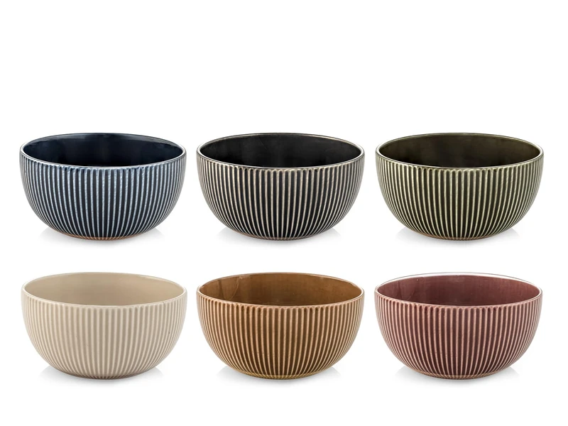 H&H Set of 6 Bolo Land in New Bone China - Assorted Colours Bowl - 660cc - Stylish and Durable - Dishwasher Safe - Microwave Safe